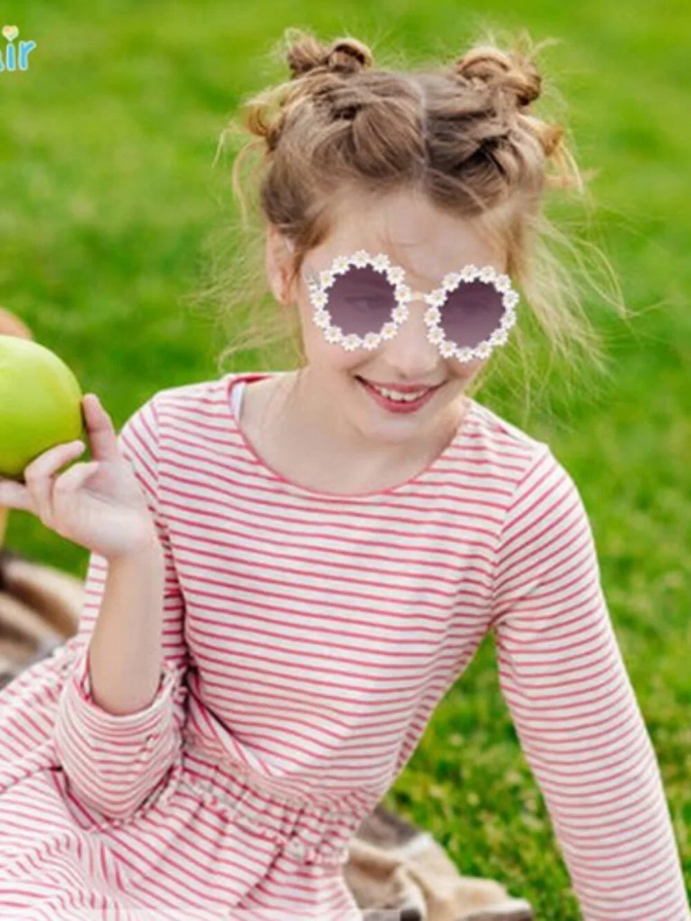 Cute Toddler Girl White Daisy Flower Round Sunglasses UV Protection